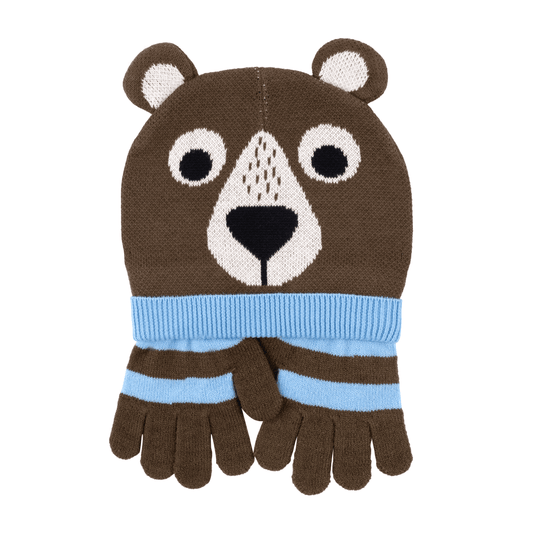 Toddler/Kids Winter Beanie Hat and Gloves Set - Bosley the Bear