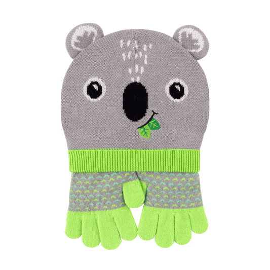 Toddler/Kids Winter Beanie Hat and Gloves Set - Kai the Koala