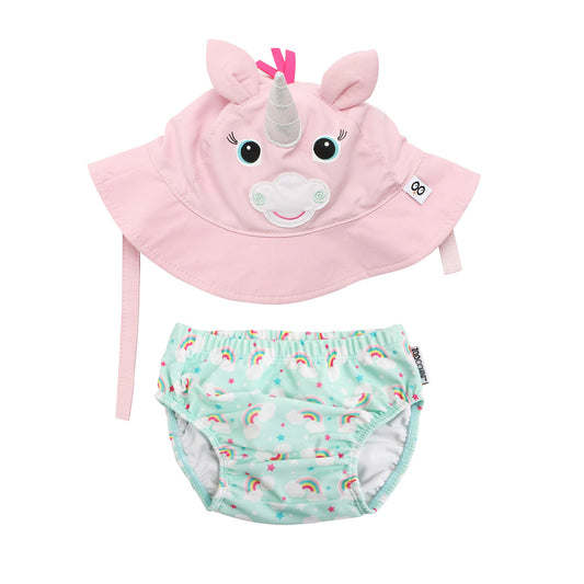 Baby Swim Diaper & Sun Hat Set - Allie the Alicorn
