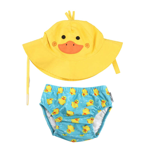Baby Swim Diaper & Sun Hat Set - Puddles the Duck
