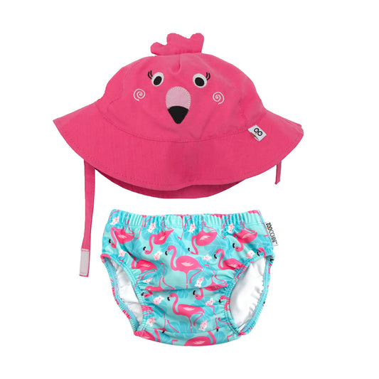 Baby Swim Diaper & Sun Hat Set - Franny the Flamingo