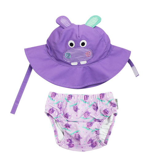 Baby Swim Diaper & Sun Hat Set - Harper the Hippo